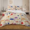 BlessLiving Mushroom Bedding Set 3 Piece Queen Comforter Set, Colorful Kids Bedding Sets for Girls