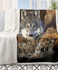 BlessLiving Sherpa Throw Blanket Wolf Blanket for Adults Sofa Bed Brown Blanket, 50x60"
