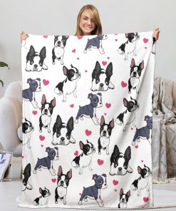 Love Dog Flannel Fleece Blanket for Couch Bed, Cute Puppy Pet Print Throw Blanket for Girls Women Kids Super Soft Plush Dogs