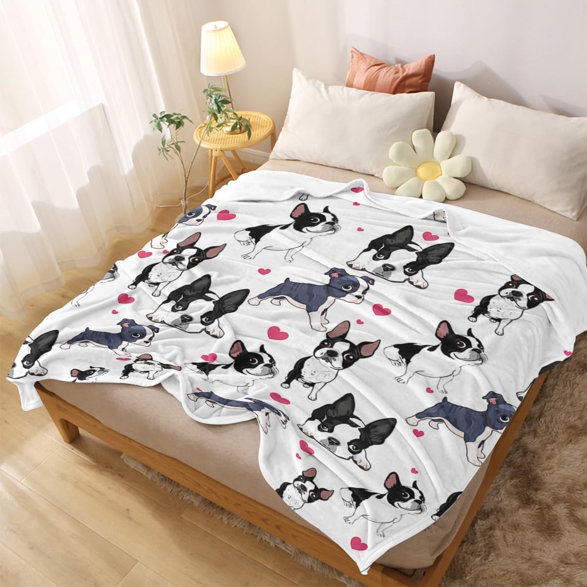 Love Dog Flannel Fleece Blanket for Couch Bed, Cute Puppy Pet Print Throw Blanket for Girls Women Kids Super Soft Plush Dogs - Image 3