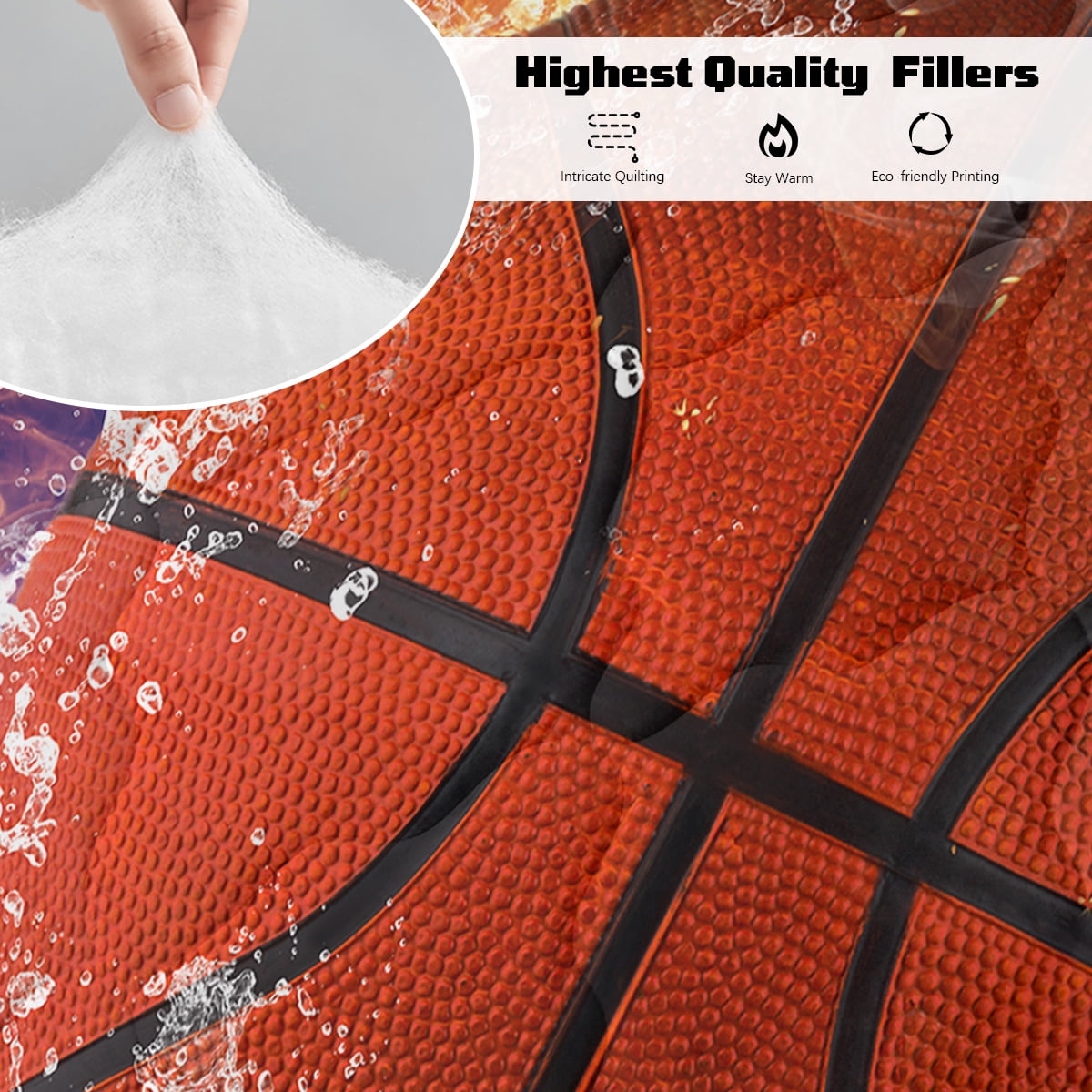 BlessLiving Full Comforter Set, 3 Pieces Sport Bedding Set for Kids Boys Teens Brushed Microfiber Basketball Comforter Set, - Image 5