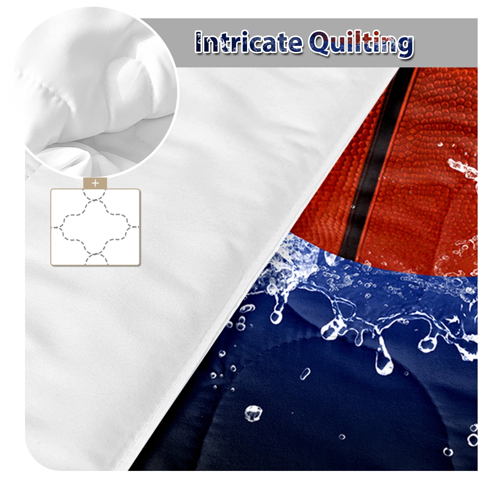 BlessLiving Full Comforter Set, 3 Pieces Sport Bedding Set for Kids Boys Teens Brushed Microfiber Basketball Comforter Set, - Image 3