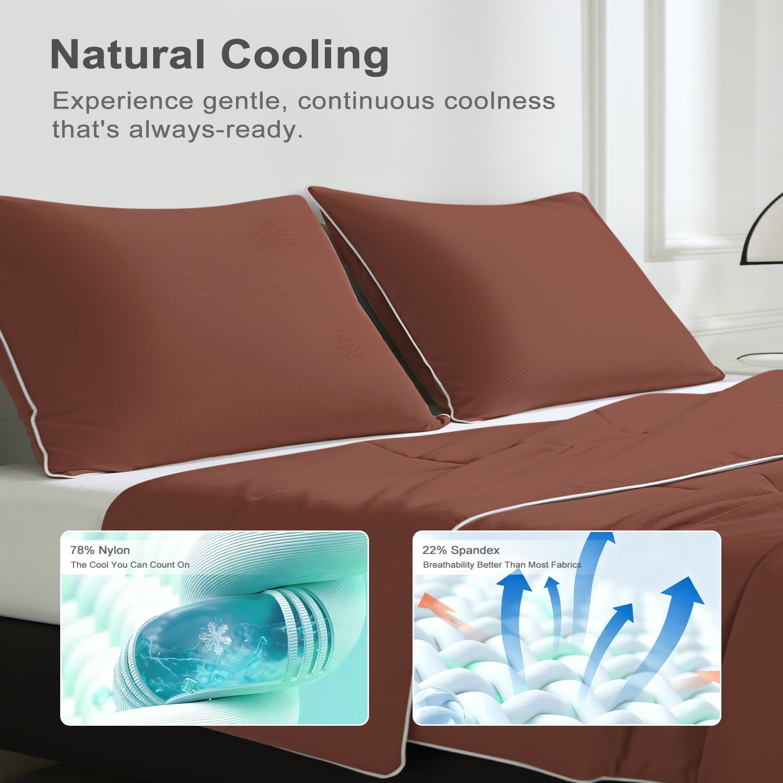 BlessLiving Cooling Pillowcases King, Breathable Envelope Closure Bedding Pillow Cover, Set of 2, 20" x 36", Silver Gray - Image 29