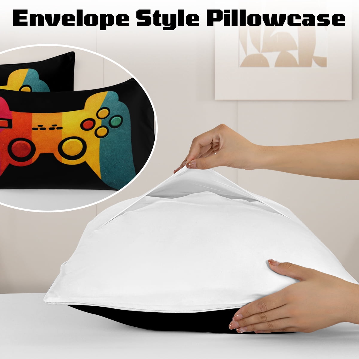BlessLiving 3Pcs Game Controller Comforter Set Twin Size Gaming Bedding Set for Kids Boys Gamer, Black - Image 29
