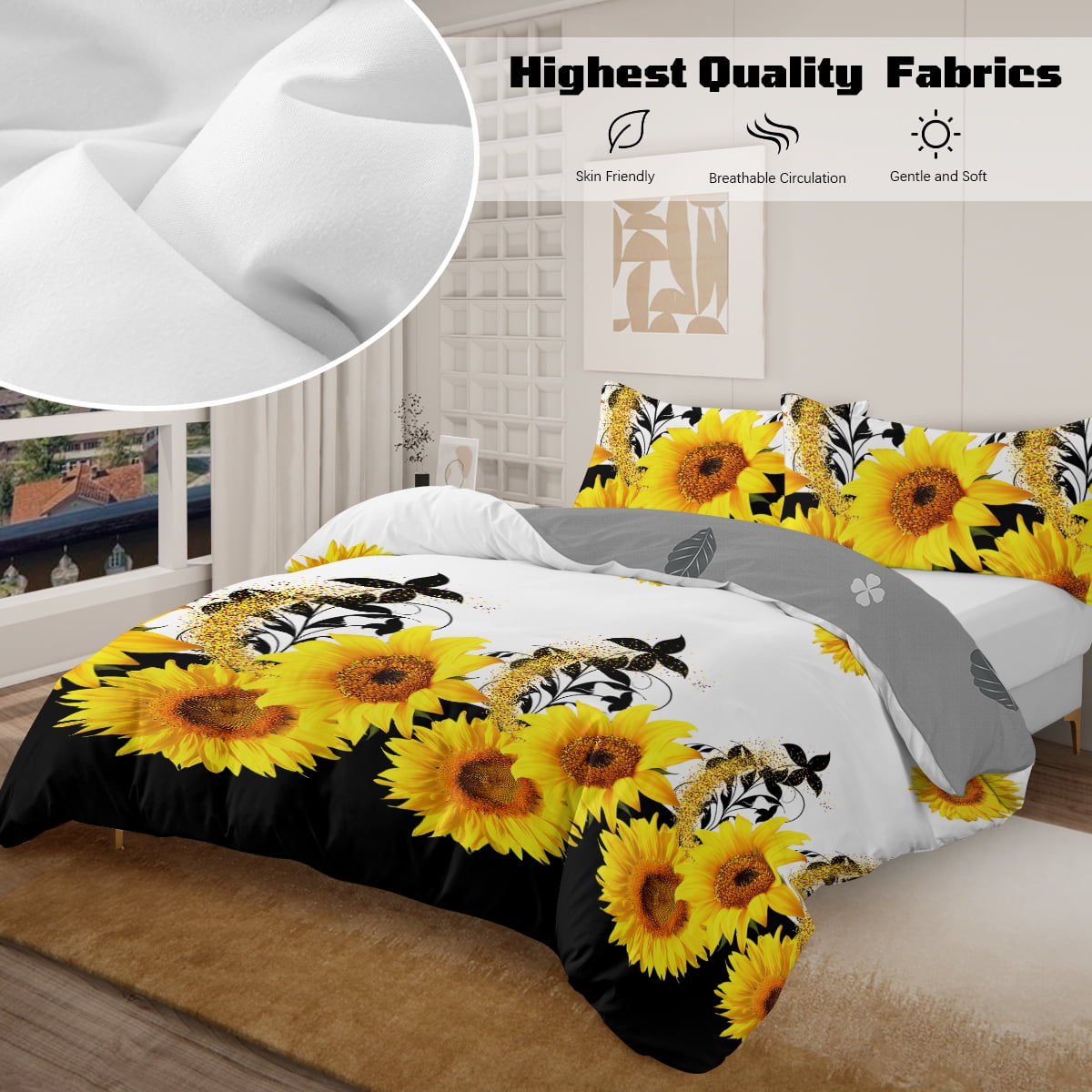 BlessLiving 3Pcs Duvet Cover Set for Adult Full Size Pink Bedding Set Colorful Flower Comforter Cover Set - Image 17