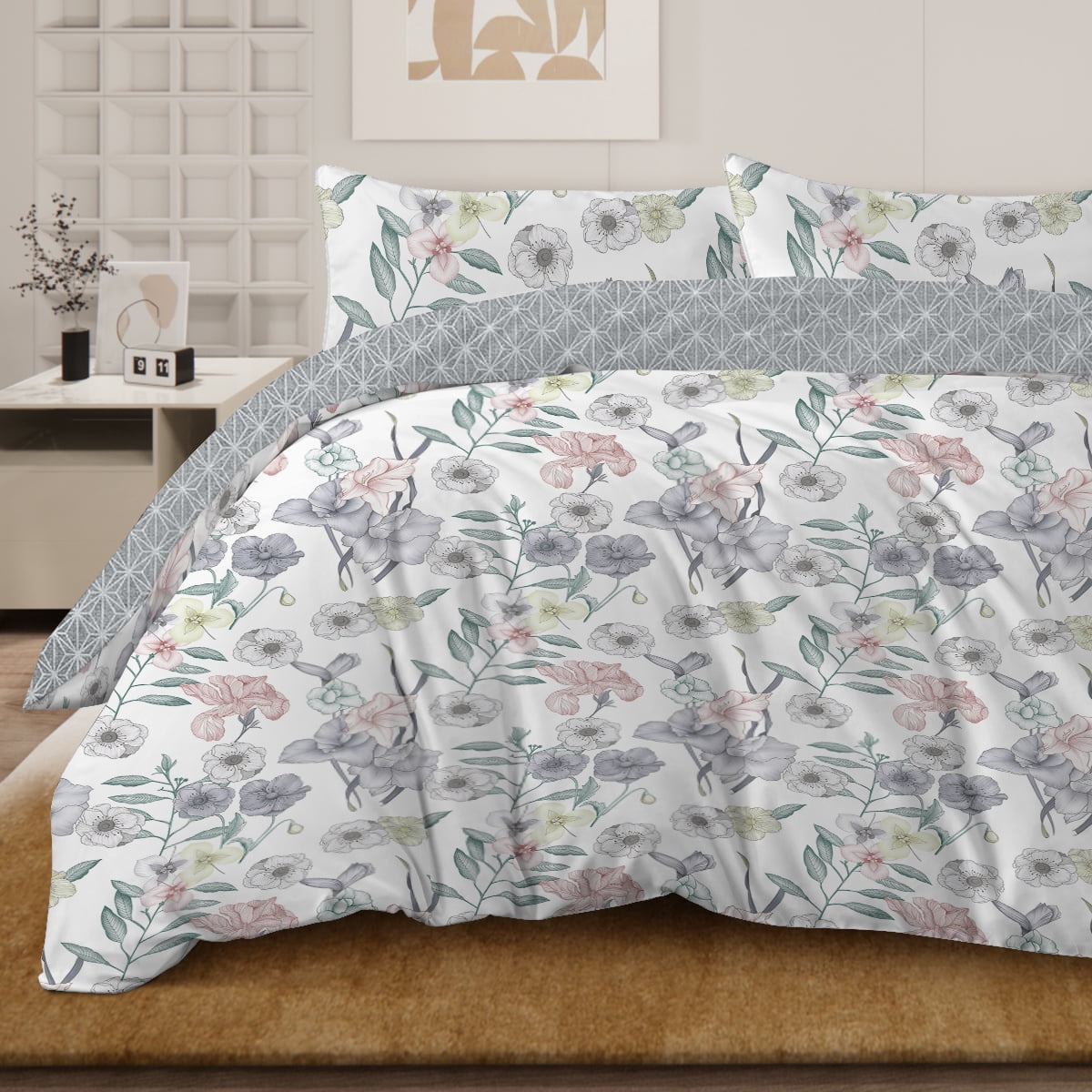 BlessLiving 3Pcs Duvet Cover Set for Adult Full Size Pink Bedding Set Colorful Flower Comforter Cover Set - Image 27