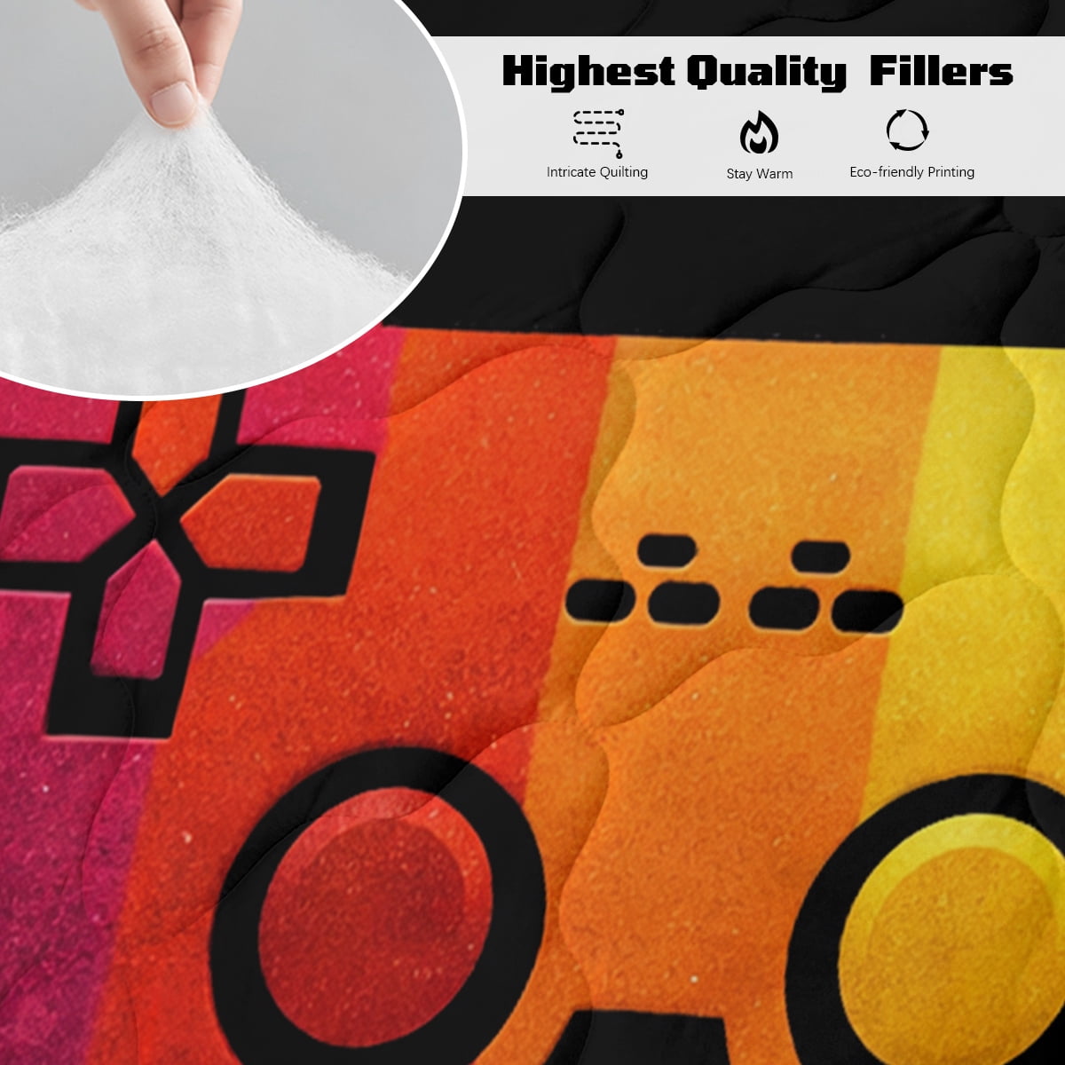 BlessLiving 3Pcs Game Controller Comforter Set Twin Size Gaming Bedding Set for Kids Boys Gamer, Black - Image 28