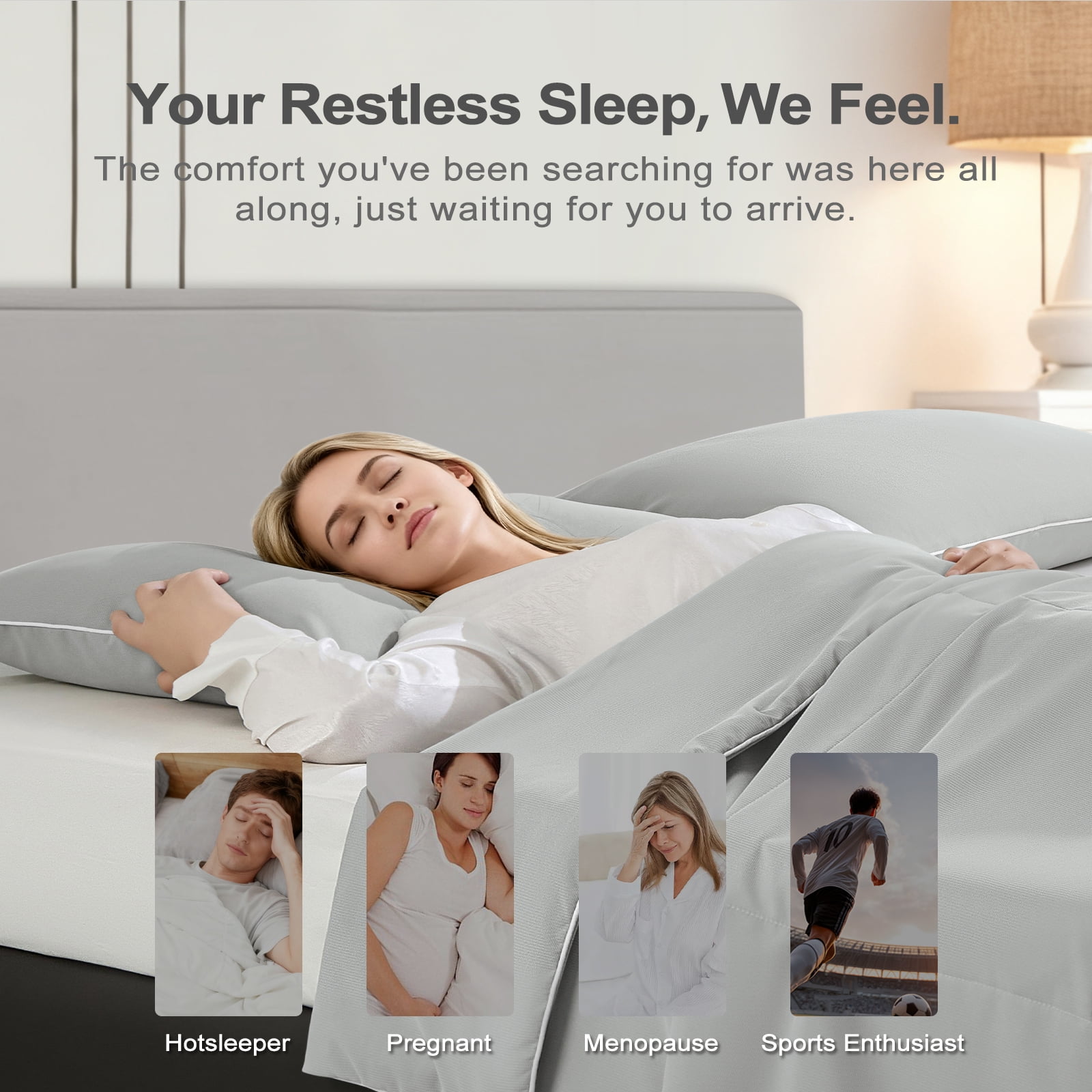 BlessLiving Cooling Pillowcases King, Breathable Envelope Closure Bedding Pillow Cover, Set of 2, 20" x 36", Silver Gray - Image 6