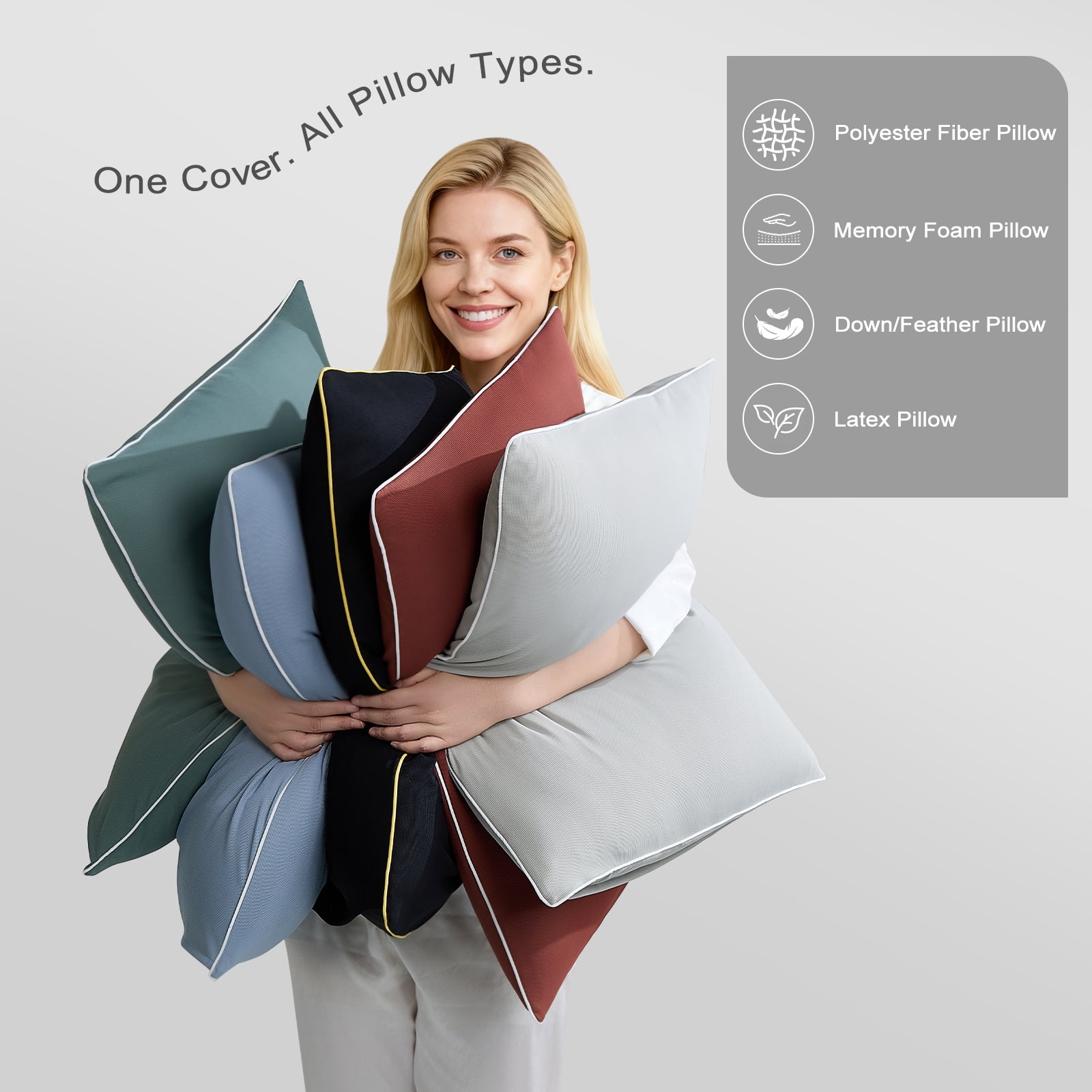 BlessLiving Cooling Pillowcases King, Breathable Envelope Closure Bedding Pillow Cover, Set of 2, 20" x 36", Silver Gray - Image 28