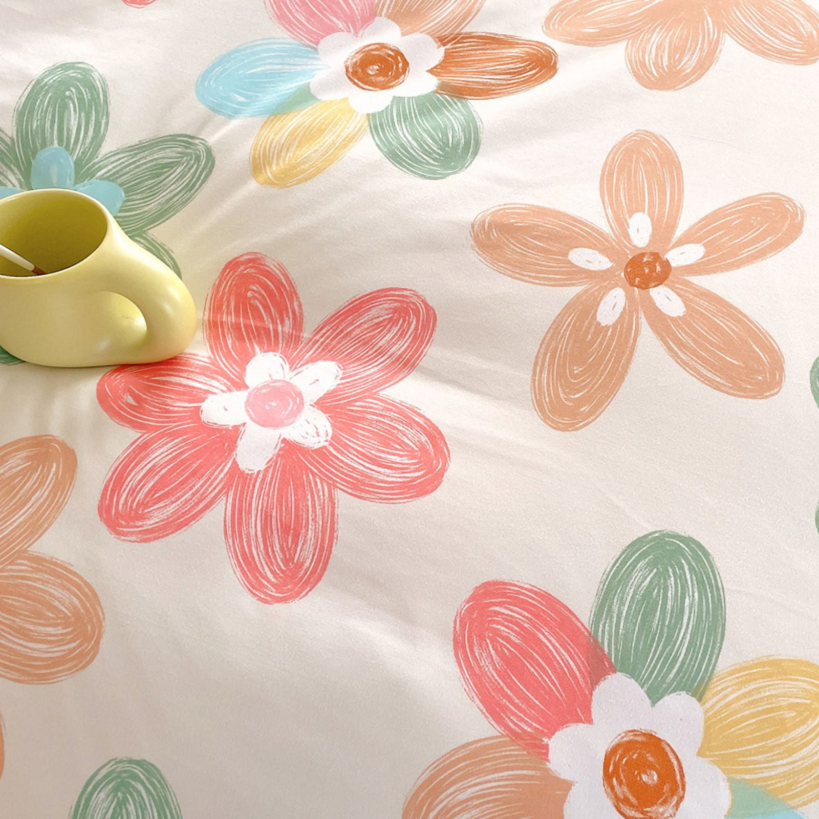 BlessLiving 3Pcs Duvet Cover Set for Adult Full Size Pink Bedding Set Colorful Flower Comforter Cover Set - Image 6