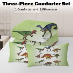 Alternative view of BlessLiving Kids Comforter Set, 3-Piece Green Dinosaur Bedding Sets for Boys, Twin Size