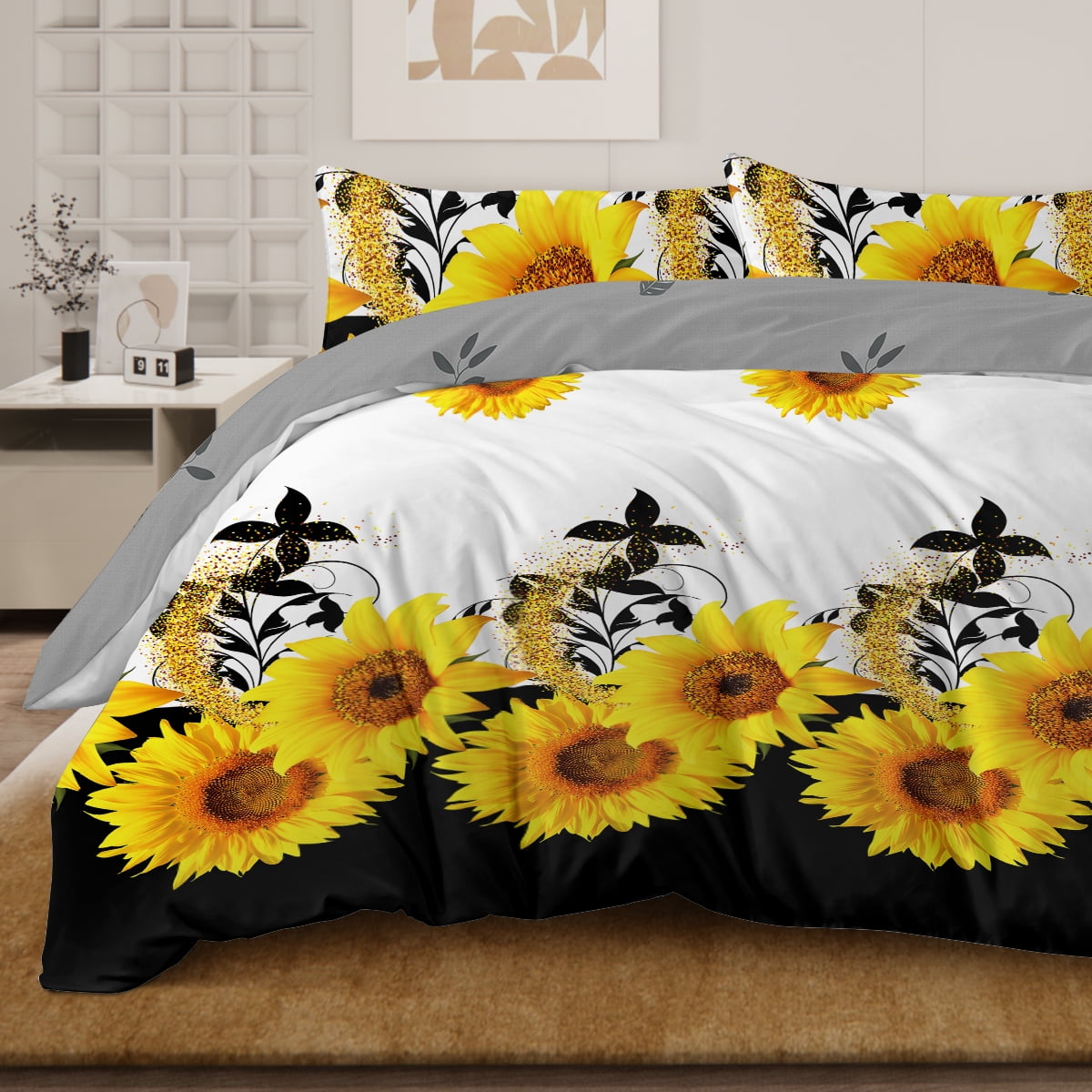 BlessLiving 3Pcs Duvet Cover Set for Adult Full Size Pink Bedding Set Colorful Flower Comforter Cover Set - Image 19