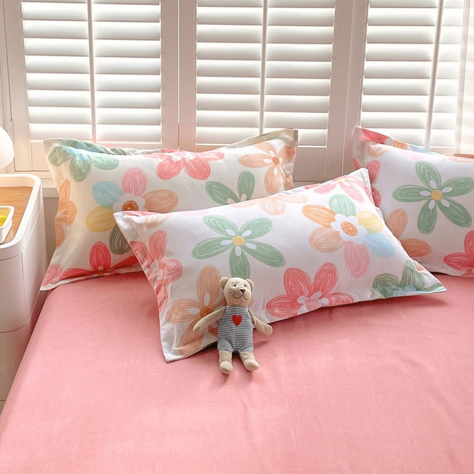 BlessLiving 3Pcs Duvet Cover Set for Adult Full Size Pink Bedding Set Colorful Flower Comforter Cover Set - Image 4