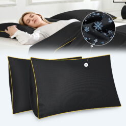 BlessLiving Cooling Pillowcases Queen, Breathable Envelope Closure Bedding Pillow Cover, Set of 2, 20" x 30", Black