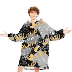 BlessLiving Wearable Blanket Hoodie for Kids, Oversized Sherpa Fleece Sweatshirt Blanket, 60x40"