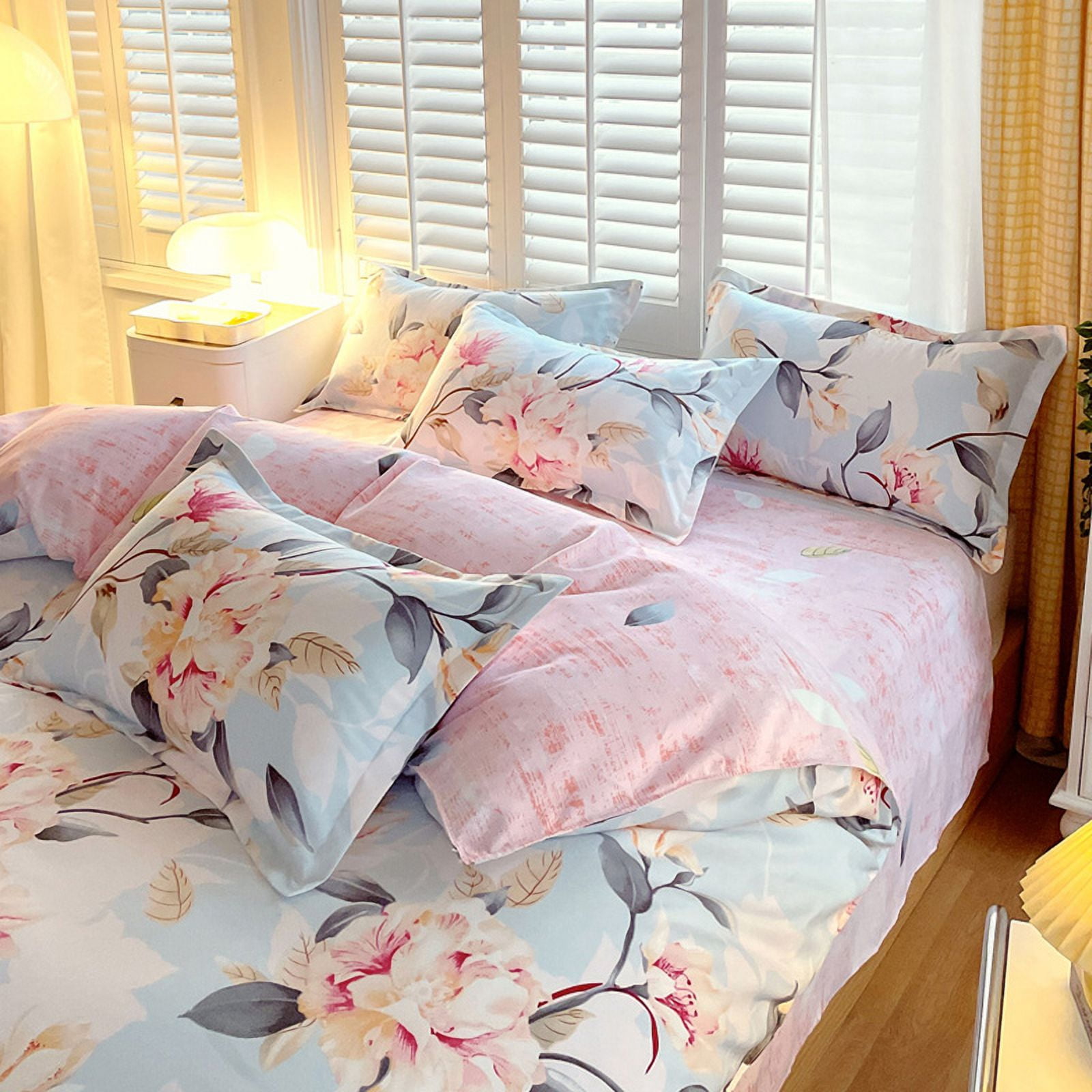 BlessLiving 3Pcs Duvet Cover Set for Adult Full Size Pink Bedding Set Colorful Flower Comforter Cover Set - Image 25