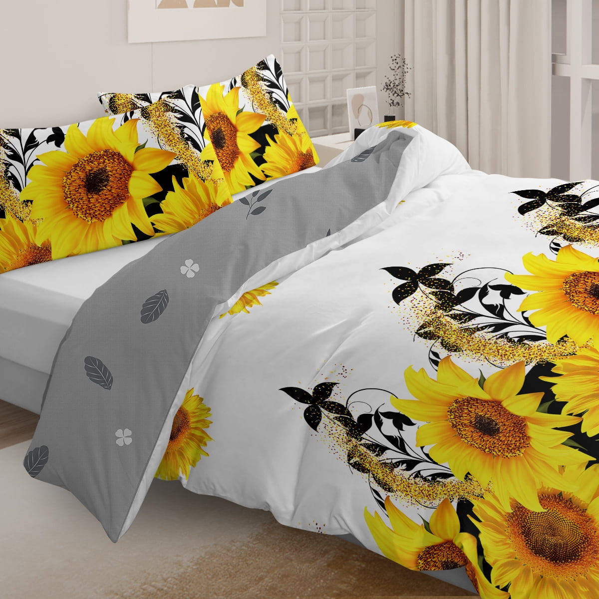 BlessLiving 3Pcs Duvet Cover Set for Adult Full Size Pink Bedding Set Colorful Flower Comforter Cover Set - Image 15