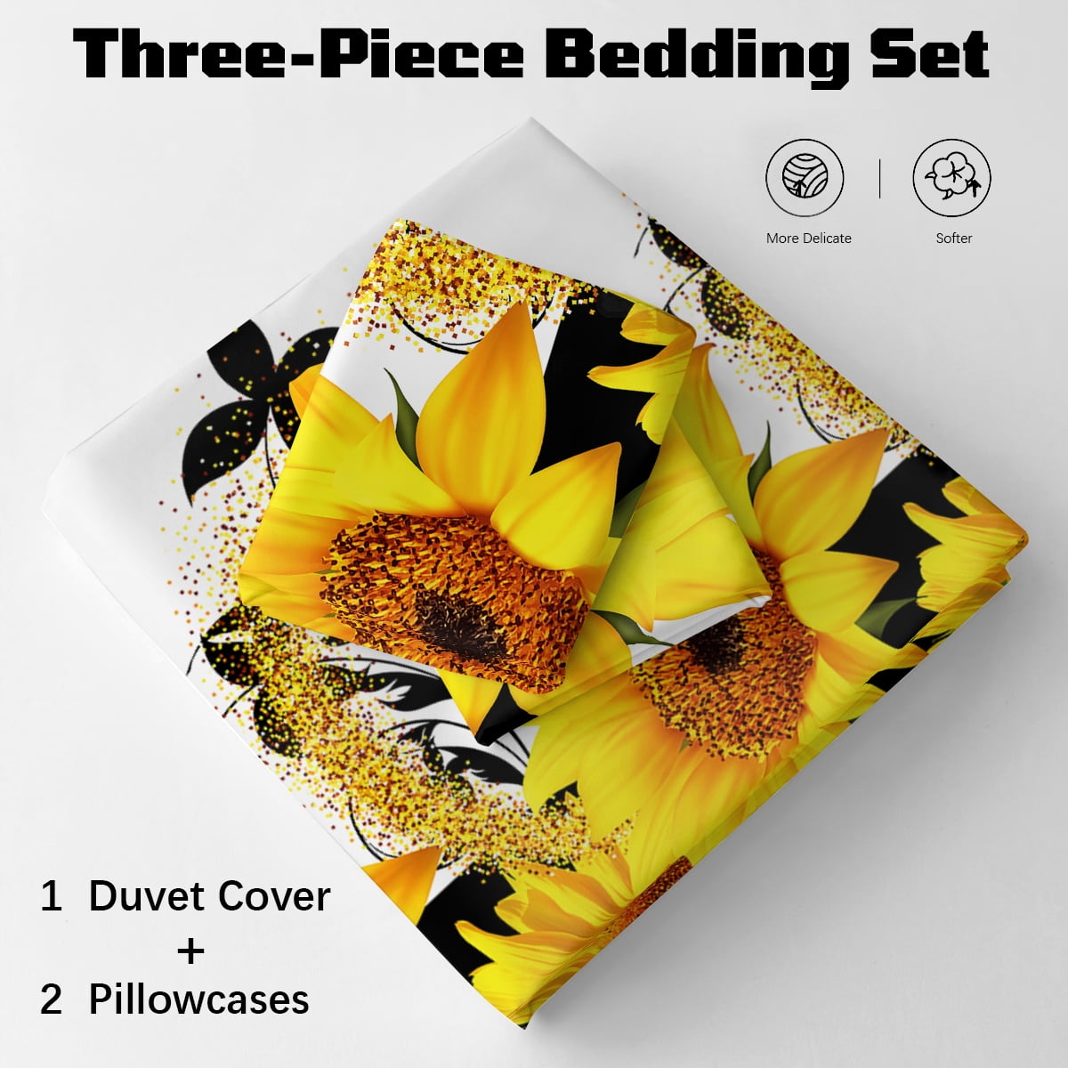 BlessLiving 3Pcs Duvet Cover Set for Adult Full Size Pink Bedding Set Colorful Flower Comforter Cover Set - Image 14