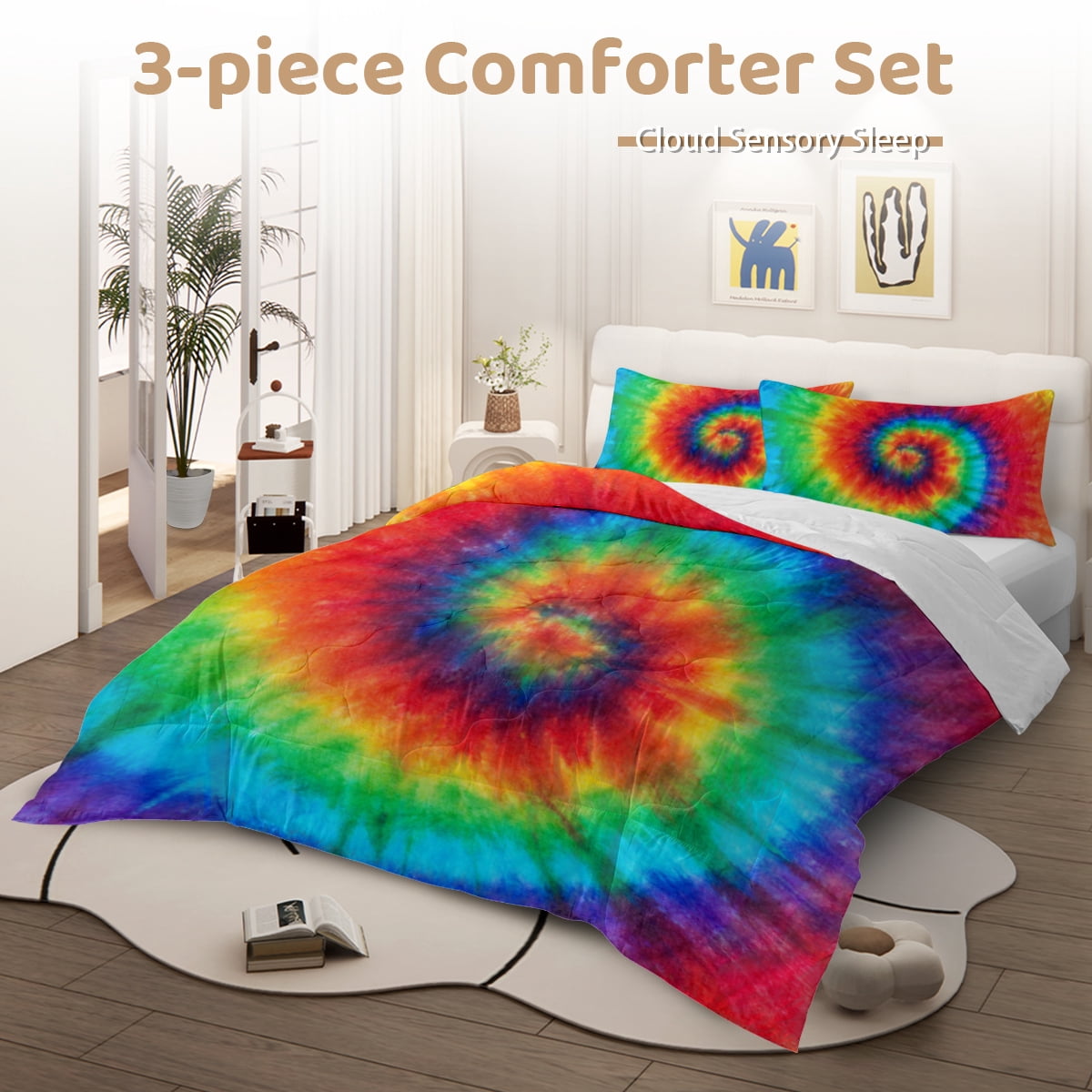 Sleepwish Kids Comforter Set, 3-Piece Red Blue Tie Dye Bedding Sets for Girls Twin - Image 5