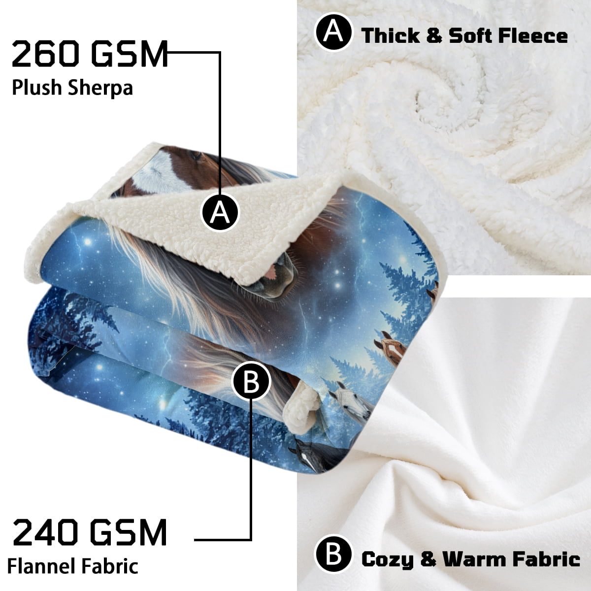 Sleepwish Flannel Fleece Blanket, Horse Blanket Brown Blanket Throws for Couch Sofa, 50x60" - Image 21