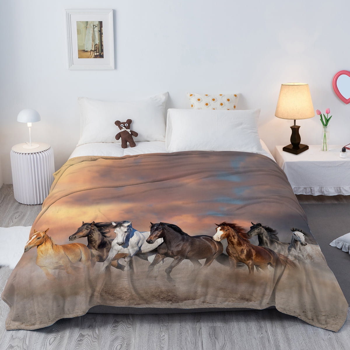 Sleepwish Flannel Fleece Blanket, Horse Blanket Brown Blanket Throws for Couch Sofa, 50x60" - Image 5