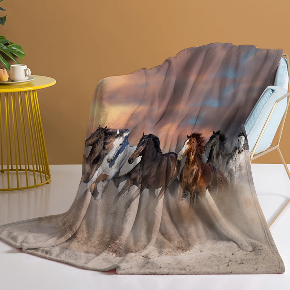 Sleepwish Flannel Fleece Blanket, Horse Blanket Brown Blanket Throws for Couch Sofa, 50x60" - Image 6