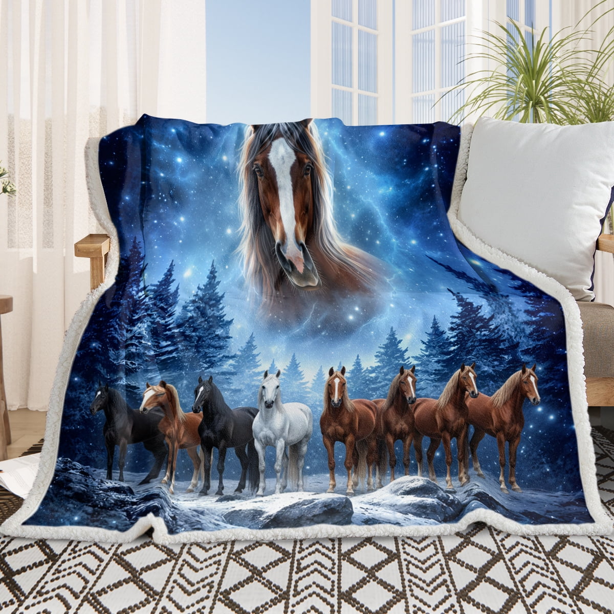 Sleepwish Flannel Fleece Blanket, Horse Blanket Brown Blanket Throws for Couch Sofa, 50x60" - Image 26