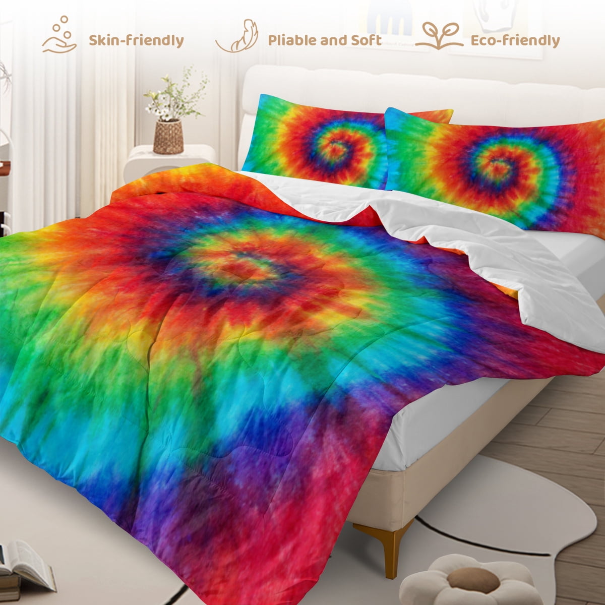 Sleepwish Kids Comforter Set, 3-Piece Red Blue Tie Dye Bedding Sets for Girls Twin - Image 7