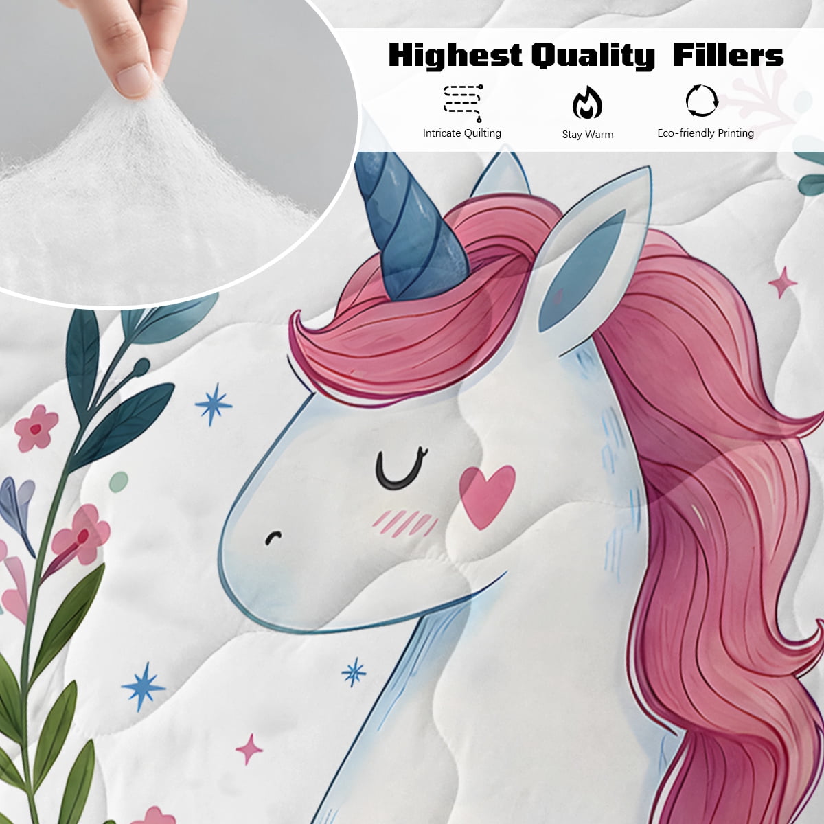 Sleepwish Kids Bedding Set 4 Pieces Super Soft Black Unicorn Twin Comforter Set for Girls - Image 22