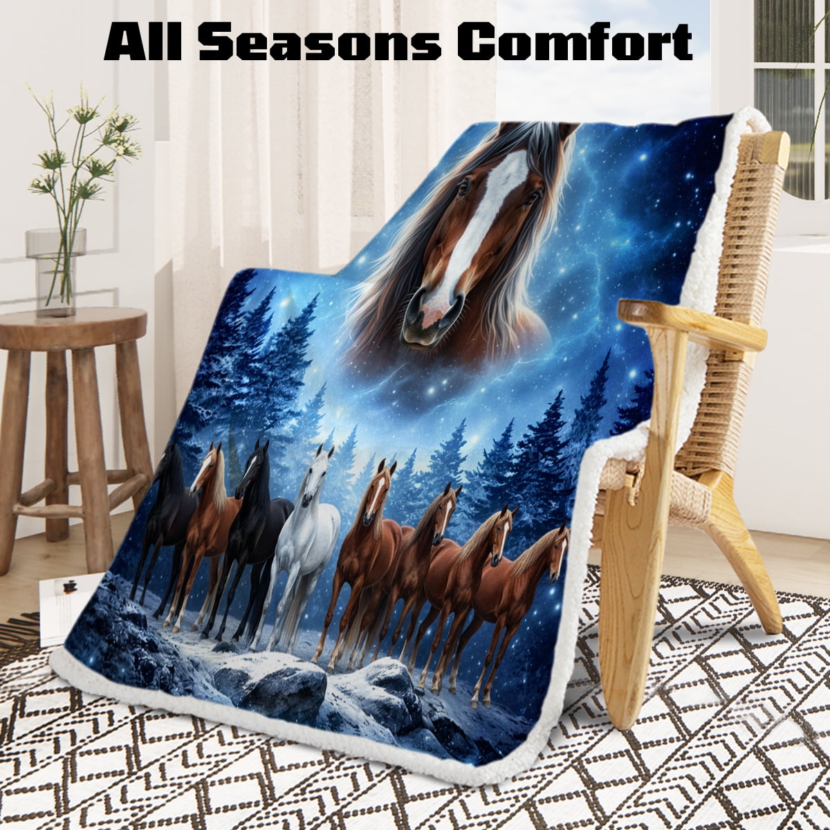 Sleepwish Flannel Fleece Blanket, Horse Blanket Brown Blanket Throws for Couch Sofa, 50x60" - Image 22