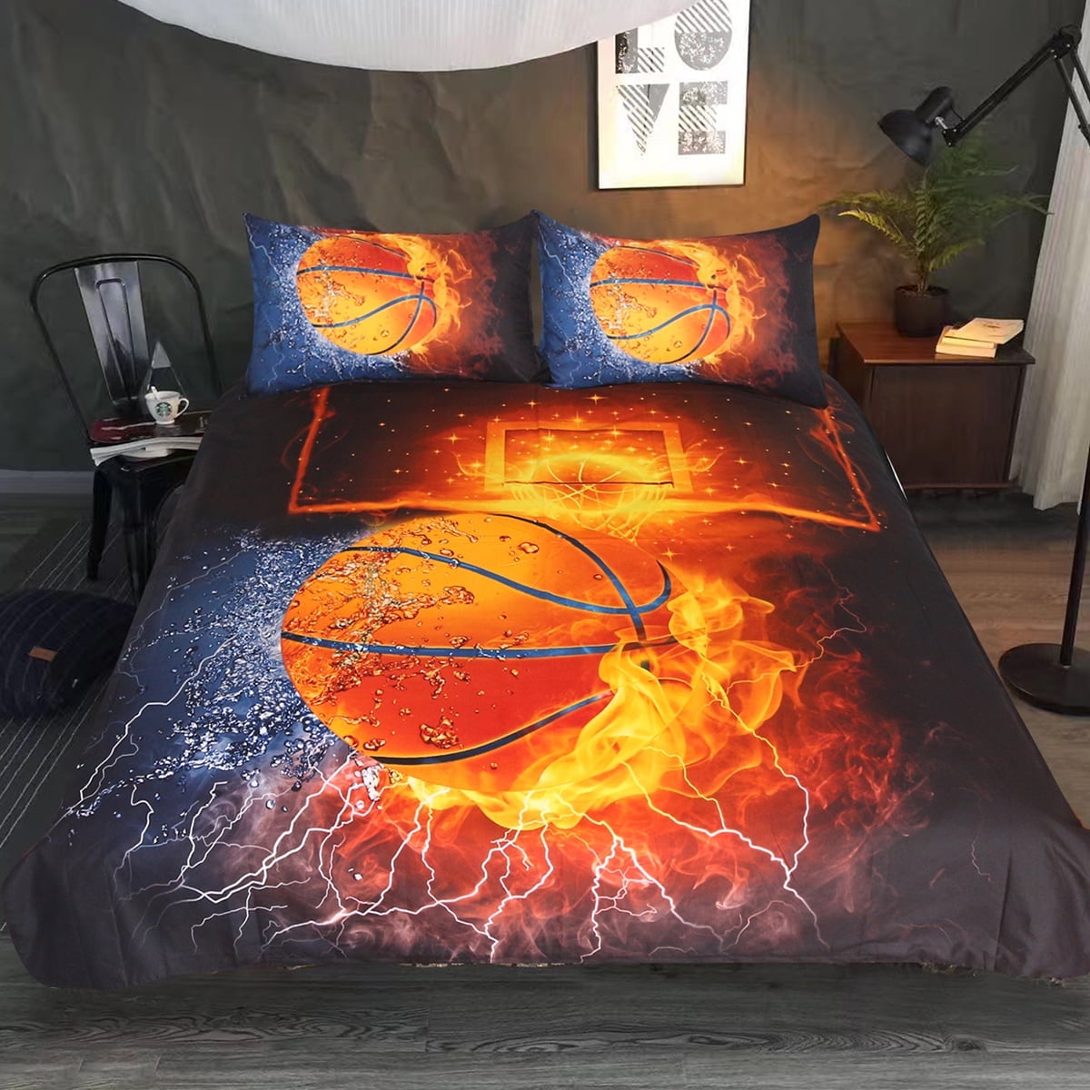 Sleepwish Basketball Duvet Cover Set for Boys Microfiber Sports Bedding King, 3 Piece - Image 11