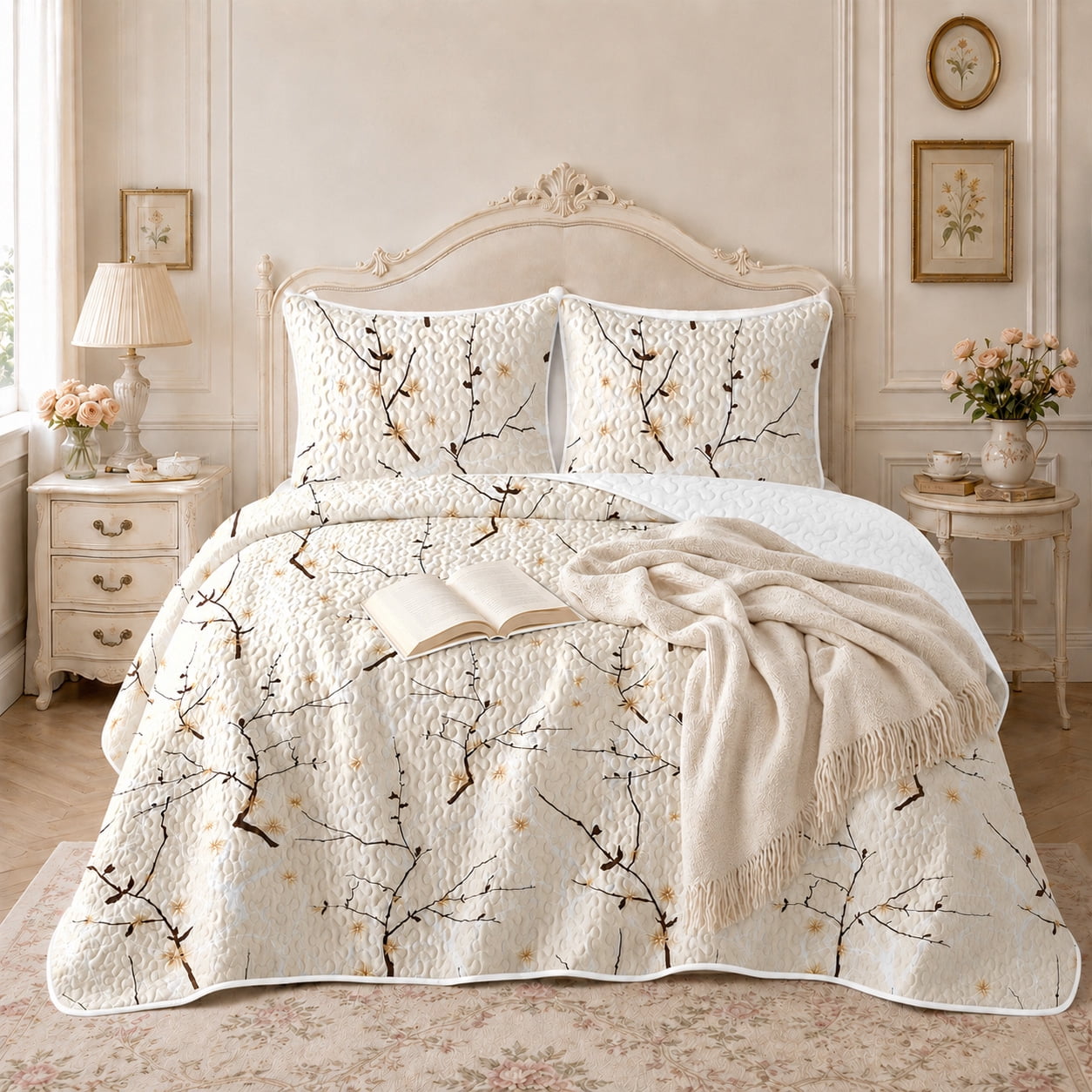 Sleepwish 3 Pieces Quilt Set Twin Size, Colorful Flower Fall Leaves Bedding Set Lightweight Bedspreads Bed Cover - Image 30