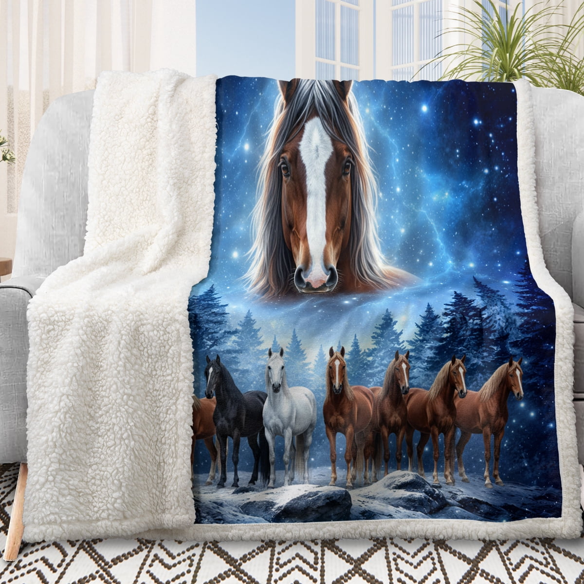 Sleepwish Flannel Fleece Blanket, Horse Blanket Brown Blanket Throws for Couch Sofa, 50x60" - Image 20
