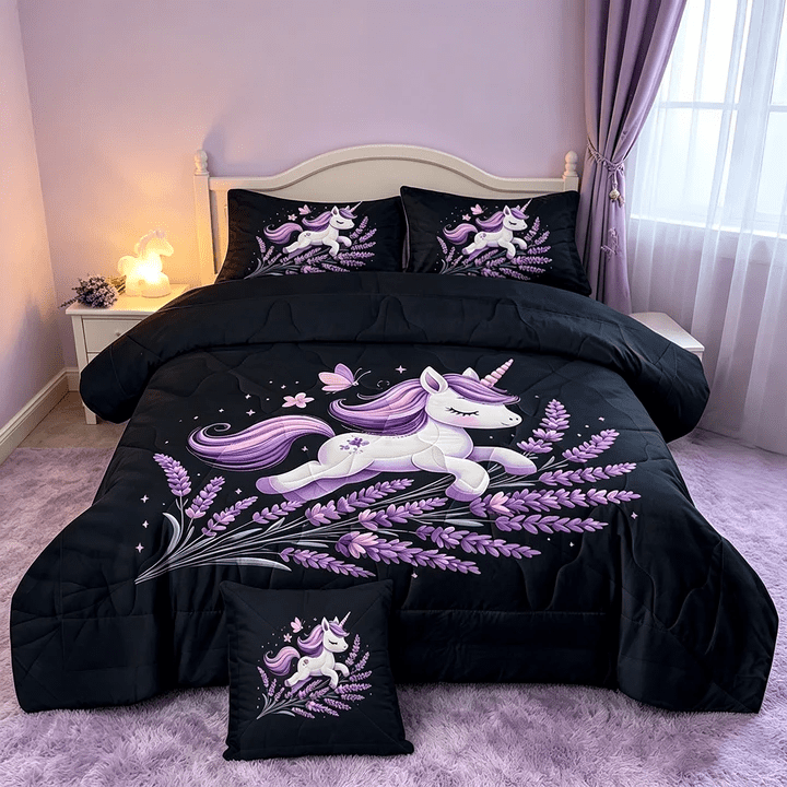 Sleepwish Kids Bedding Set 4 Pieces Super Soft Black Unicorn Twin Comforter Set for Girls - Image 27