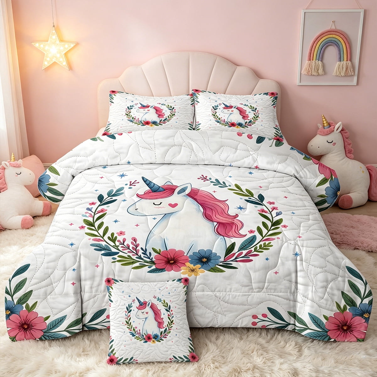 Sleepwish Kids Bedding Set 4 Pieces Super Soft Black Unicorn Twin Comforter Set for Girls - Image 20