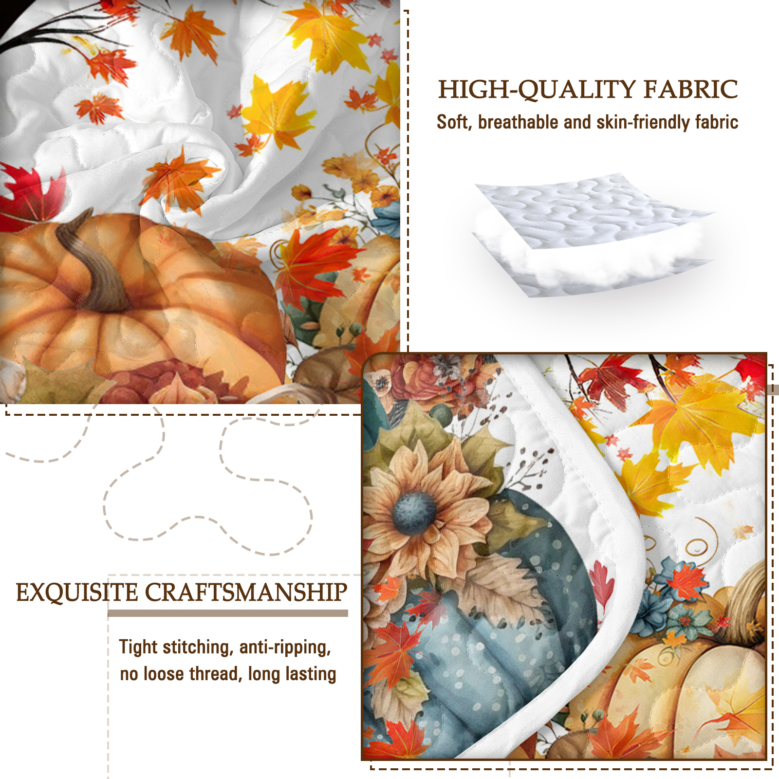 Sleepwish 3 Pieces Quilt Set Twin Size, Colorful Flower Fall Leaves Bedding Set Lightweight Bedspreads Bed Cover - Image 16