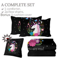 Alternative view of Sleepwish Kids Bedding Set 4 Pieces Super Soft Black Unicorn Twin Comforter Set for Girls