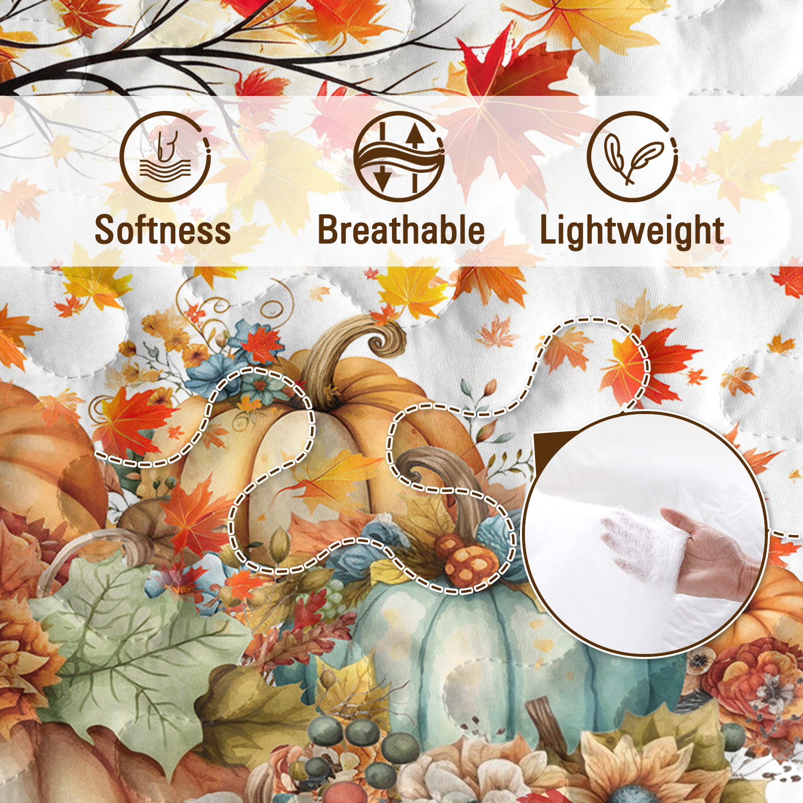 Sleepwish 3 Pieces Quilt Set Twin Size, Colorful Flower Fall Leaves Bedding Set Lightweight Bedspreads Bed Cover - Image 18