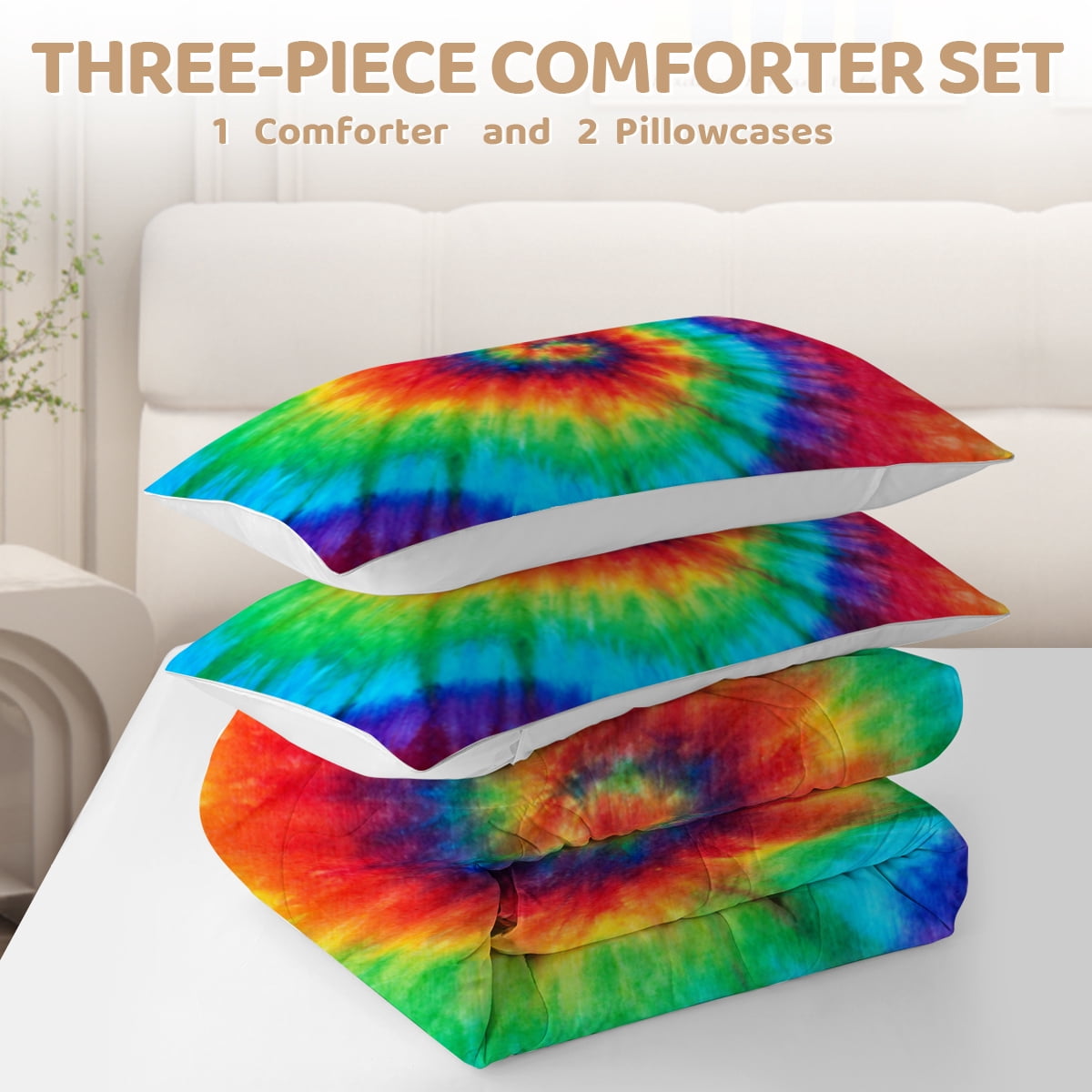 Sleepwish Kids Comforter Set, 3-Piece Red Blue Tie Dye Bedding Sets for Girls Twin - Image 3