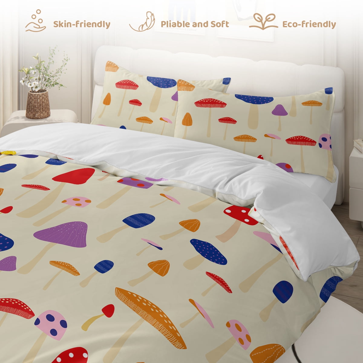 BlessLiving 3Pcs Duvet Cover Set for Adult Full Size Gray Bedding Set Little Flower Comforter Cover Set - Image 24