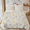 BlessLiving 3Pcs Duvet Cover Set for Adult Full Size Gray Bedding Set Little Flower Comforter Cover Set