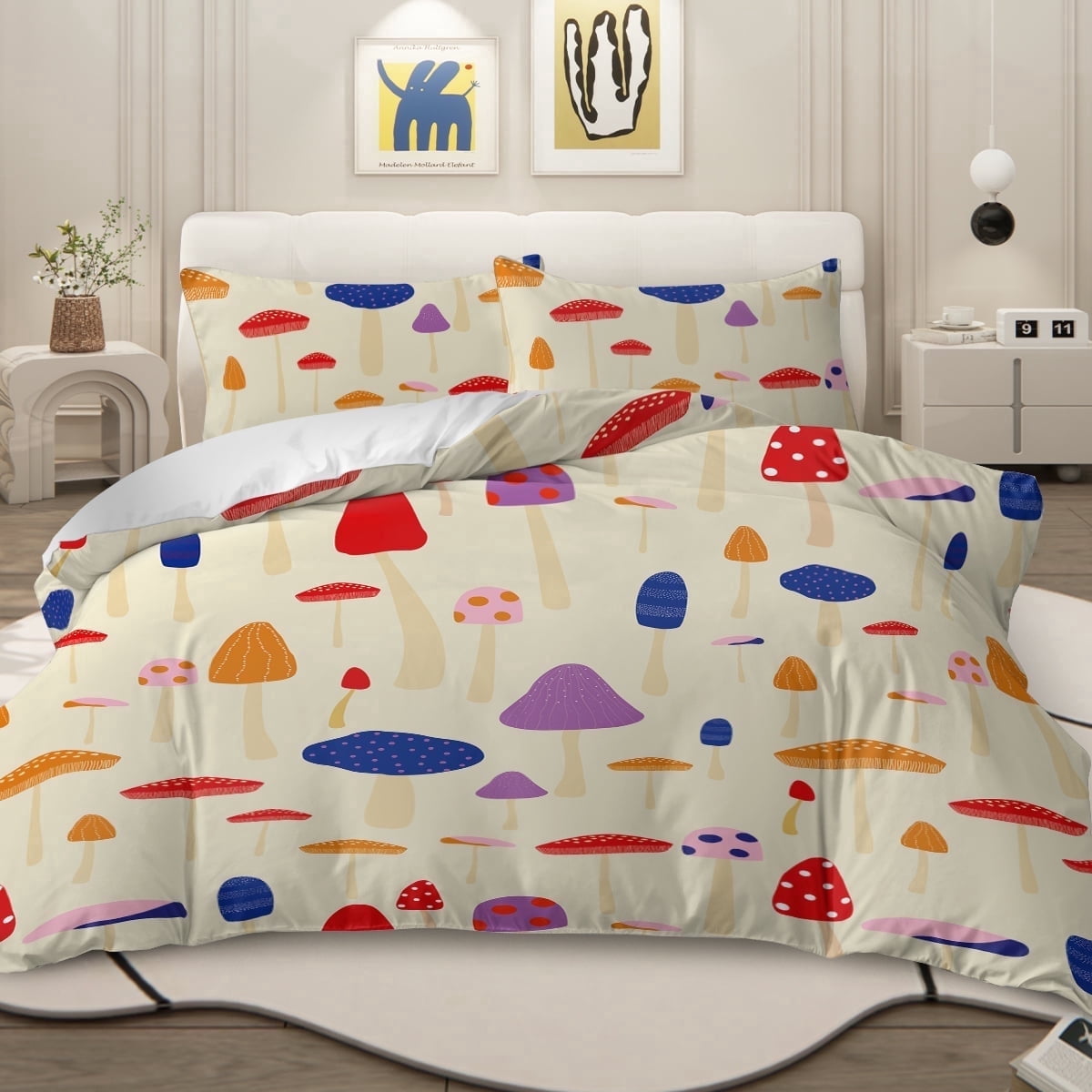 BlessLiving 3Pcs Duvet Cover Set for Adult Full Size Gray Bedding Set Little Flower Comforter Cover Set - Image 23