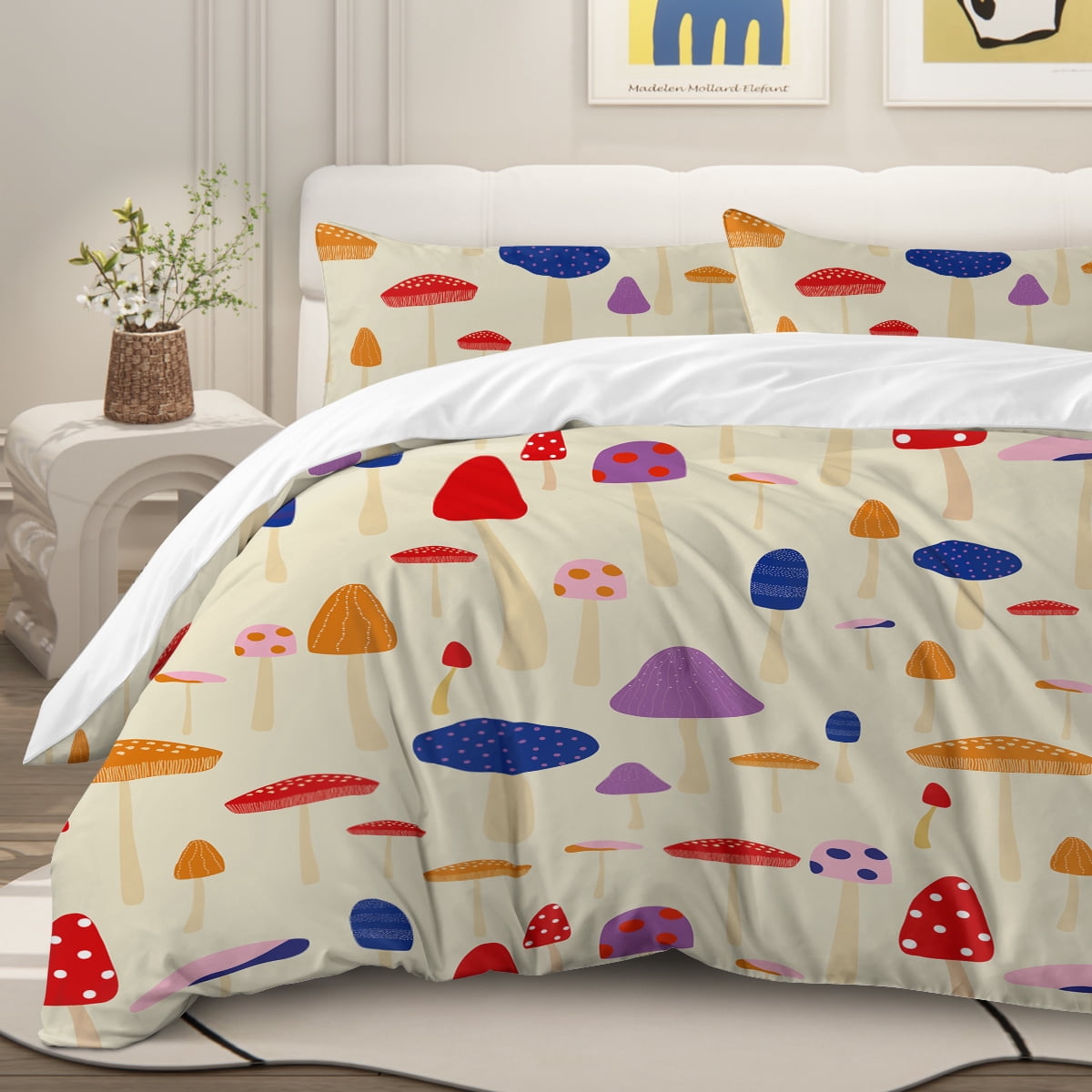 BlessLiving 3Pcs Duvet Cover Set for Adult Full Size Gray Bedding Set Little Flower Comforter Cover Set - Image 28